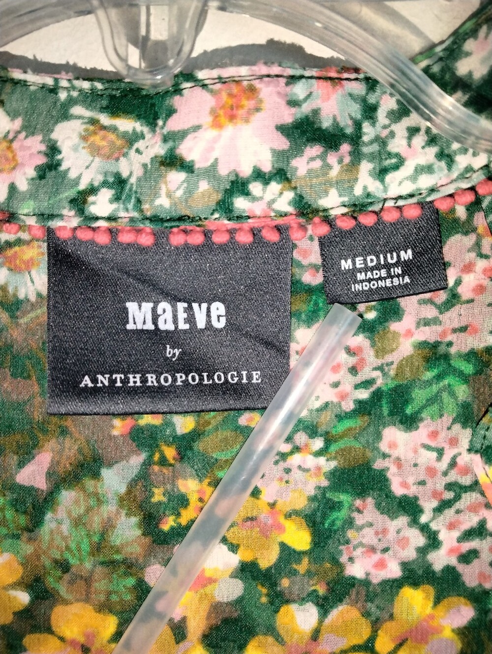 Maeve (Sz M) Multicolor Floral V-Neck Semi-sheer SS Tiered Skirt Hem Midi Dress - Picture 2 of 16
